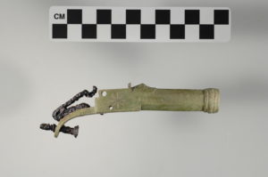 Remnants of flintlock pistol (right side) from Venture Smith site